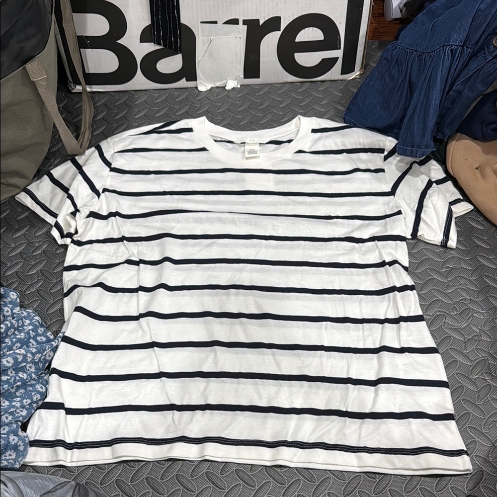H&M Classic Navy and White Striped Shirt